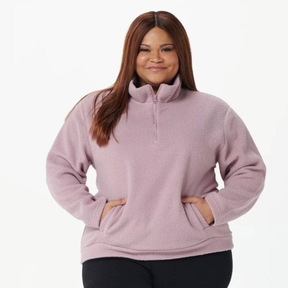 Koolaburra by UGG Sueded Jersey Sherpa 1/4 Zip Pullover Lavender Size Small